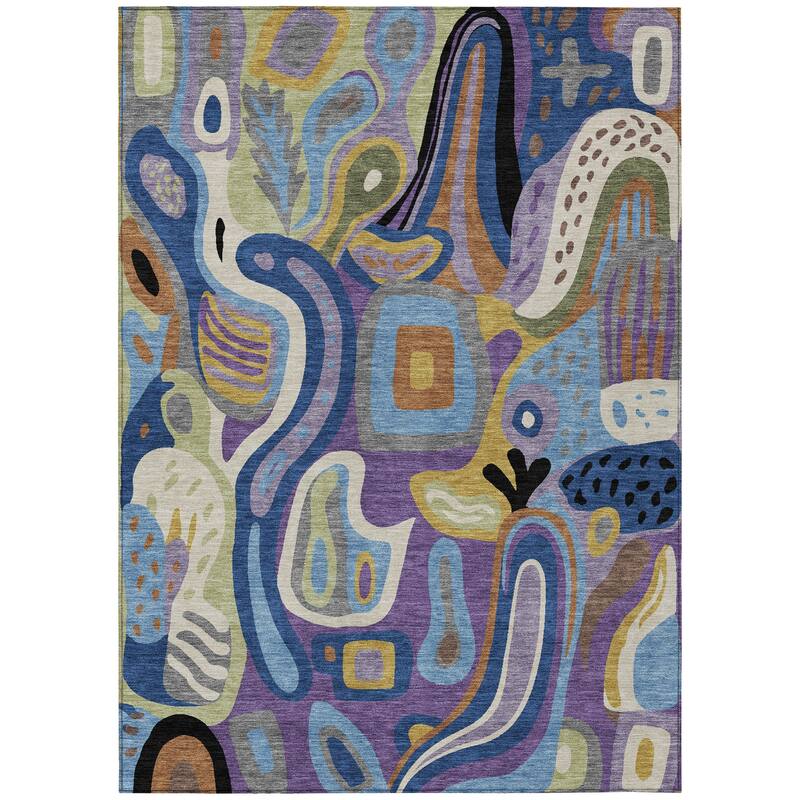 Machine Washable Indoor/ Outdoor Modern Picasy Chantille Rug