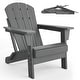 preview thumbnail 17 of 38, Folding Adirondack Chair, Outdoor Wooden Lounge Chair, Modern Lounger Adirondack Chair Ergonomic Extended Backrest Grey