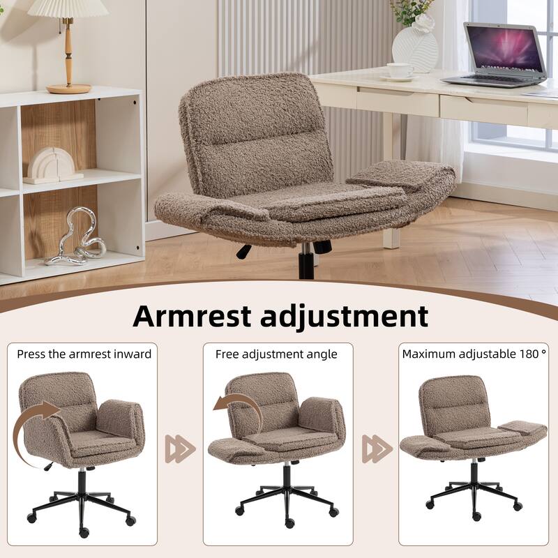 Criss Cross Chair with 5-Gear Adjustable Armrests & Wheels, Ergonomic Thickened Backrest Swivel Desk Chair for Home Office