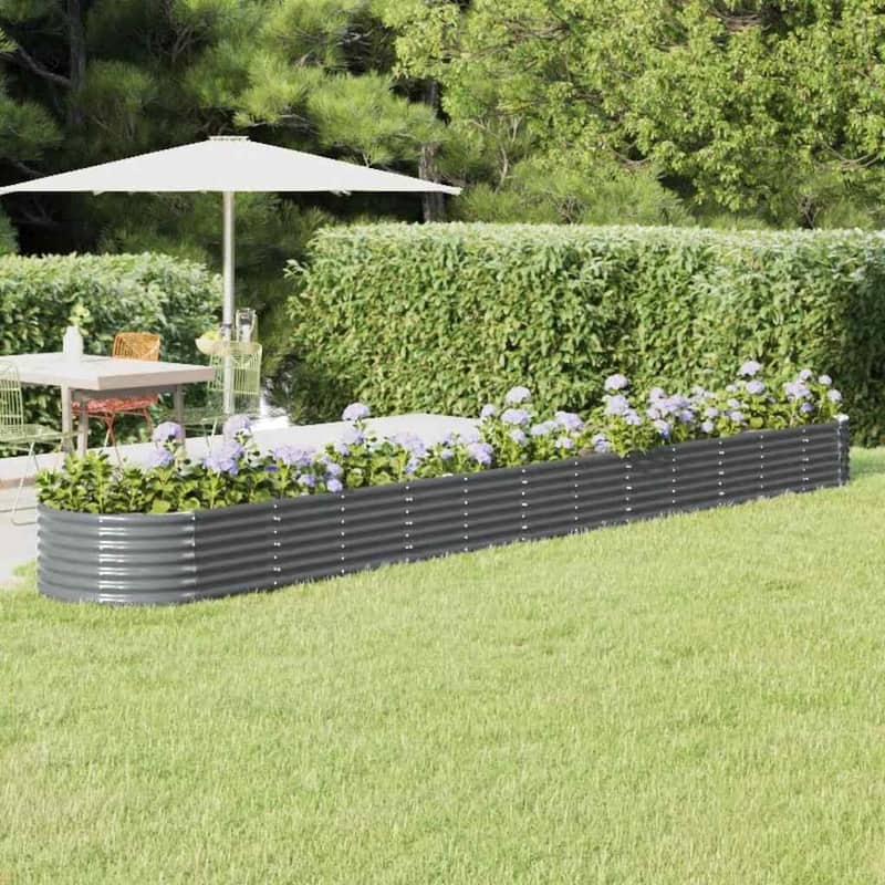 vidaXL Garden Raised Bed Anthracite Powder-coated steel Extra Long - 201.6 x 201.6 x 14.2