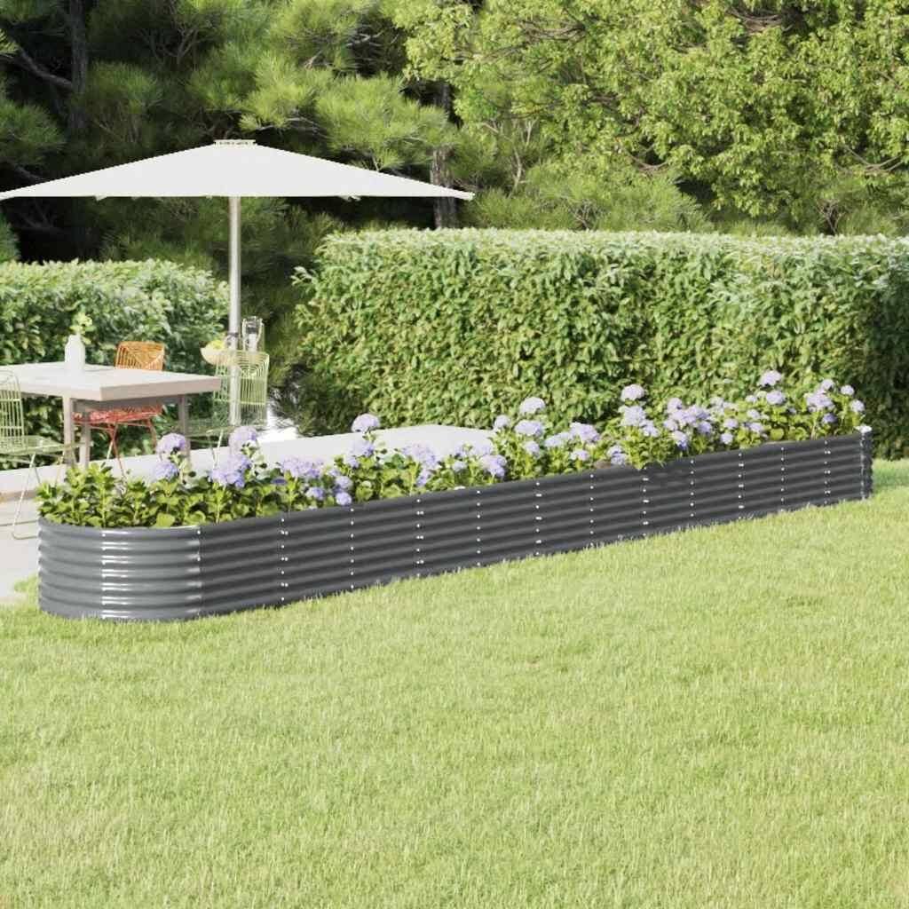 vidaXL Garden Raised Bed Anthracite Powder-coated steel Extra Long - 201.6 x 201.6 x 14.2