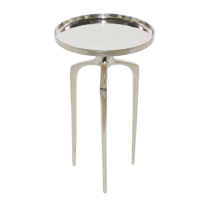 Sleek Aluminum Metal Tray Inspired Accent Table with 3 Tripod Legs - Black, Gold, Silver