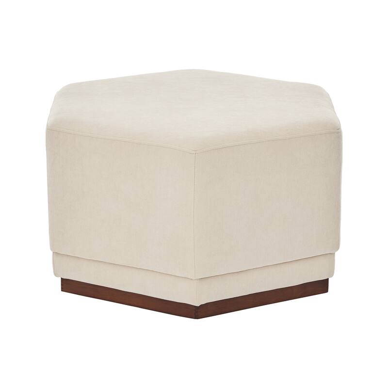 Christopher Knight Home - Nova Hexa Modern Upholstered Ottoman/ Foot Stool with Wooden Base