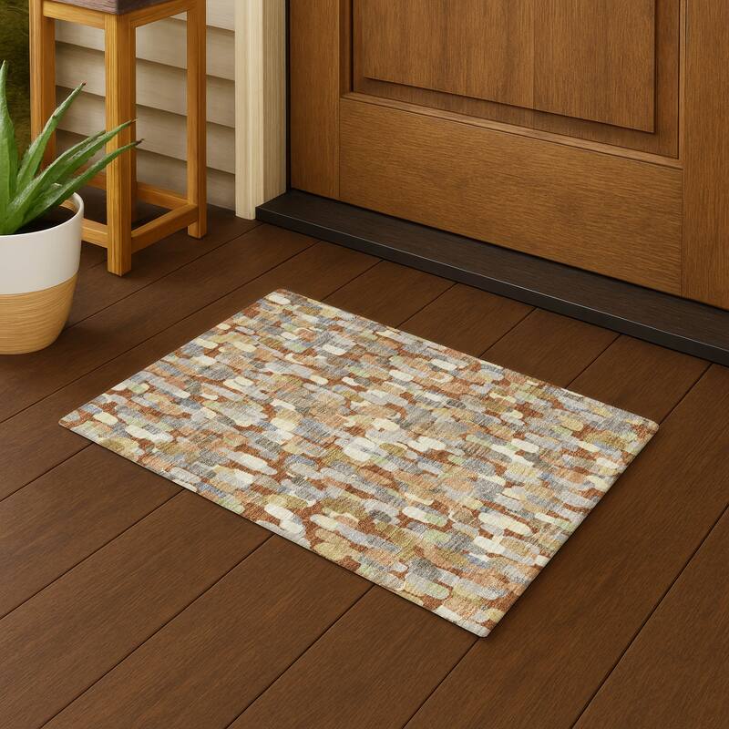 Machine Washable Indoor/ Outdoor Contemporary Drew Chantille Rug - Paprika - 1'8" x 2'6"