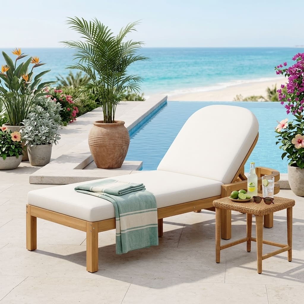 5-Position Adjustable Outdoor Chaise Lounge with Arched Backrest by Leisure Zone