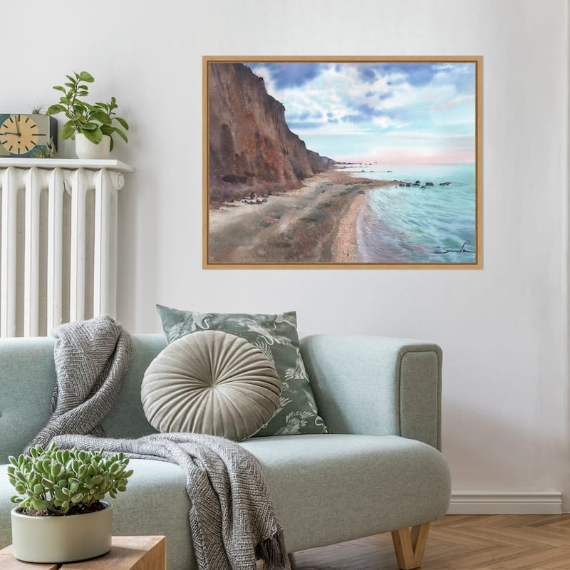 Tropical Wild Beach by Samira Yanushkova Framed Canvas Wall Art Print - Sylvie Natural