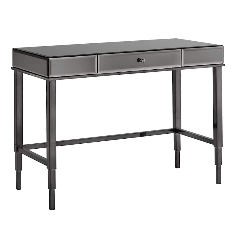 Camille Beveled Mirrored Accent 1-drawer Office Writing Desk by iNSPIRE Q Bold - Black Nickel
