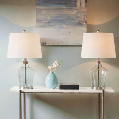 Harmony Angular Glass Table Lamp, Set of 2 for living room,bedroom,and dining room
