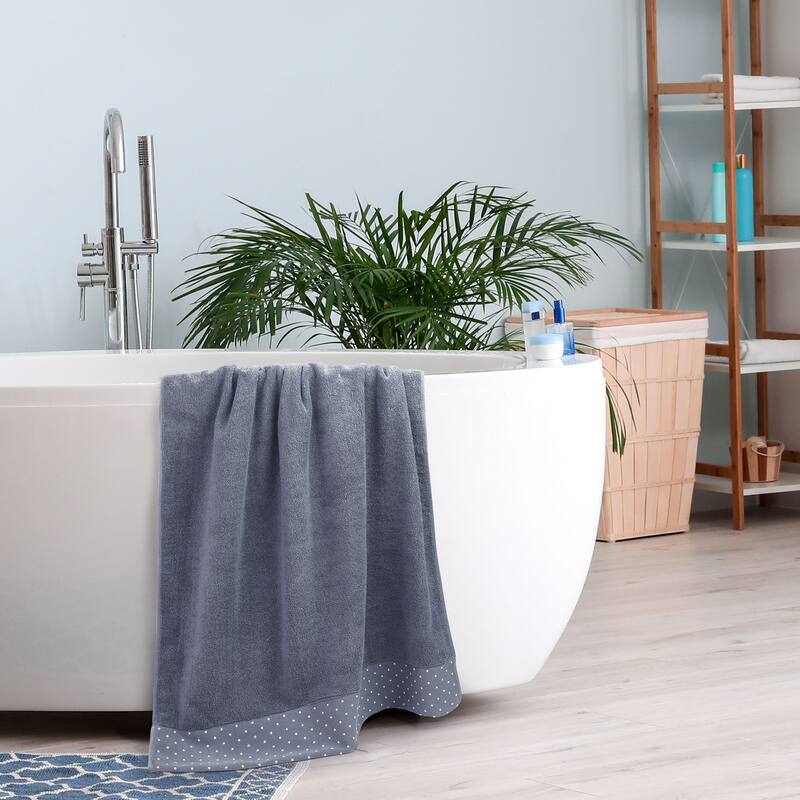 Bath Towel Set 27"x54" Cotton Soft 600 GSM Absorbent - 27 x 54 inch - Slate Grey-4