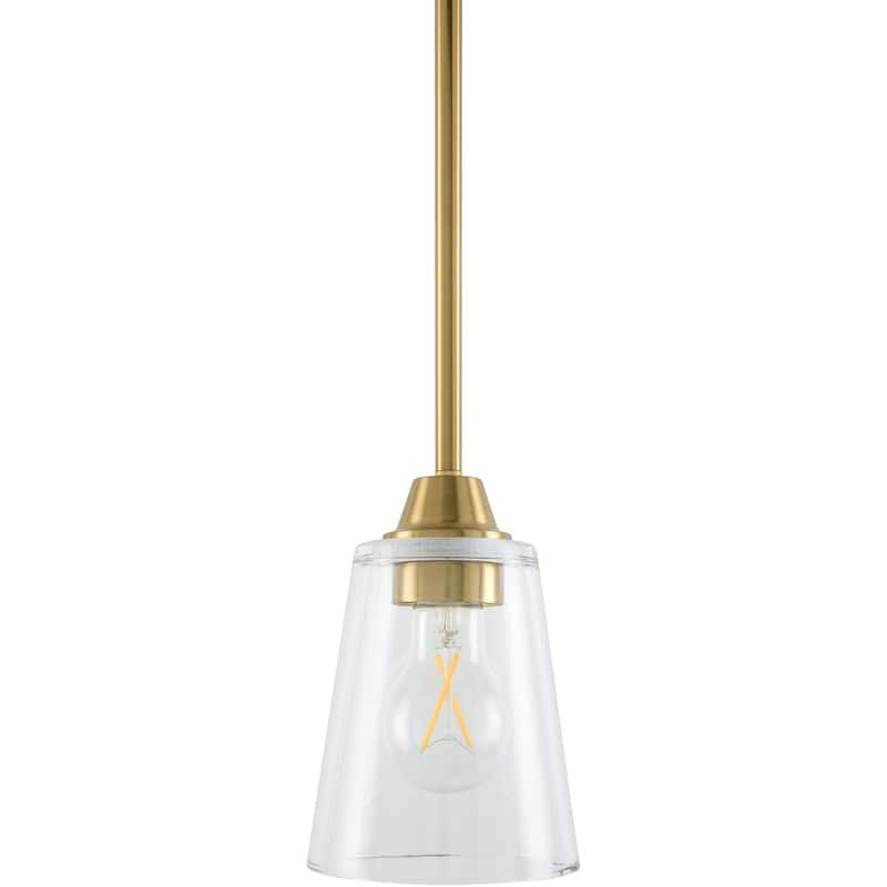 Livabliss Yueva Modern Pendant - 5"L x 5"W x 7"H - Gold/Clear
