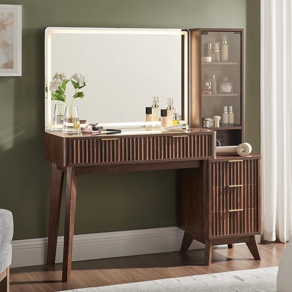 Modern Makeup Vanity Desk with HD Lighted Mirror, Dressing Table - On Sale - Bed Bath & Beyond - 41110228 Modern Makeup Vanity Desk with HD Lighted Mirror, Dressing Table - On Sale - Bed Bath & Beyond - 41110228