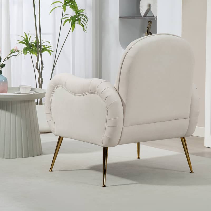 Accent Chair With Metal Gold Legs, Snowflake fabric Armchair,Single Sofa Chair for Living Room Bedroom, Dining Room