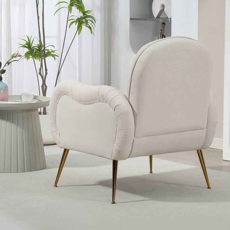 Accent Chair With Metal Gold Legs,Snowflake fabric Armchair,Single Sofa Chair for Living Room Bedroom