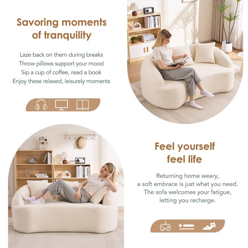 LY-049S Curved Modern Boneless Sofa Loveseat, Backrest Upgrade