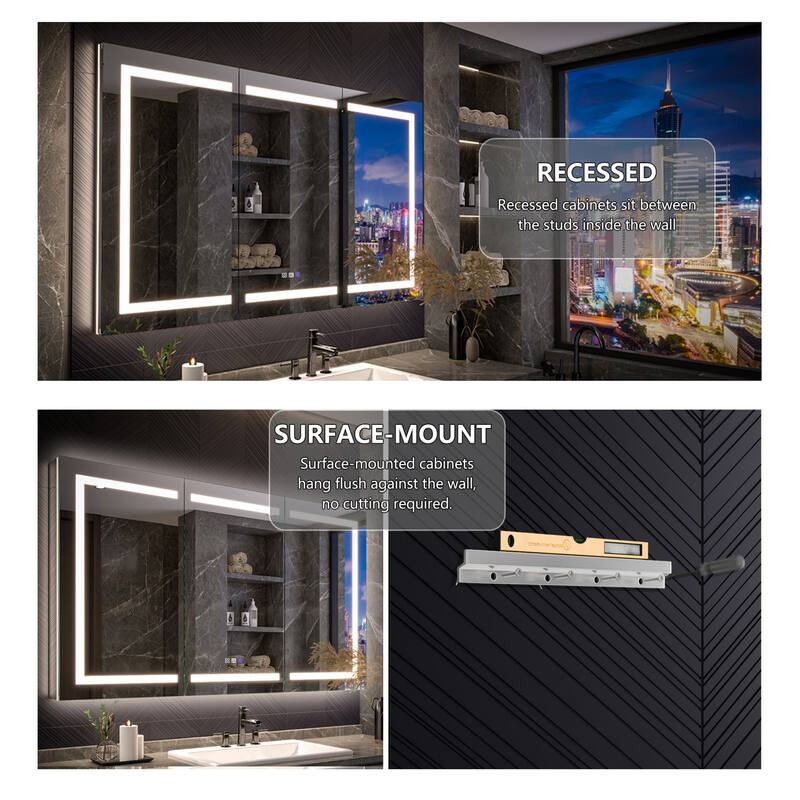 Modland 48"-72"W x 36"H Lighted Bathroom Medicine Cabinet with Backlit & Frontlit Modes,Anti-Fog