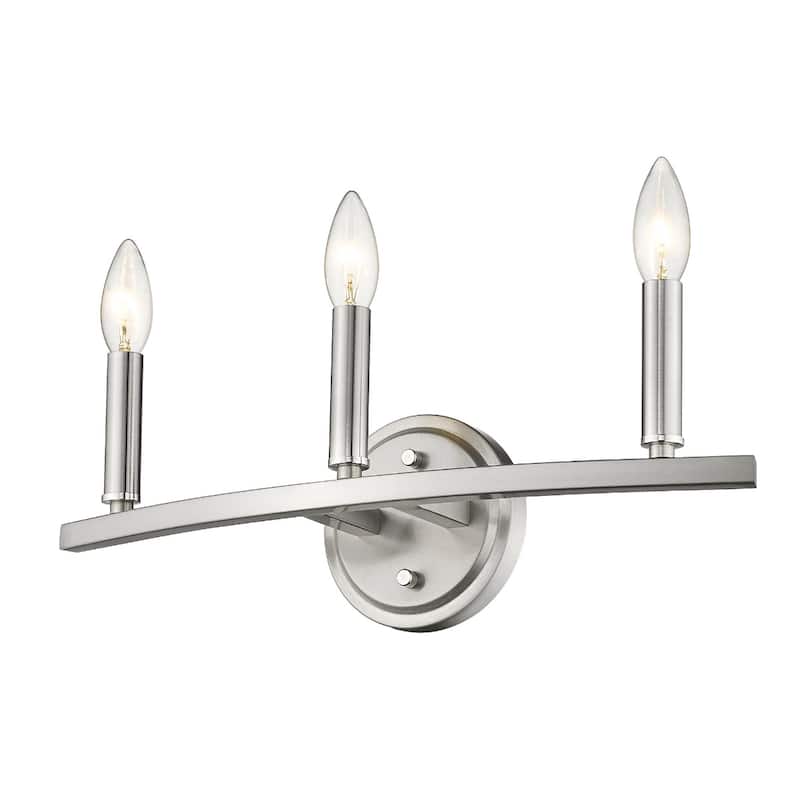 Modern 3-Light Silver Wall Sconce with E12 Base and Round Backplate for Bedroom or Hallway - 6.63" H x 18" W x 4" D