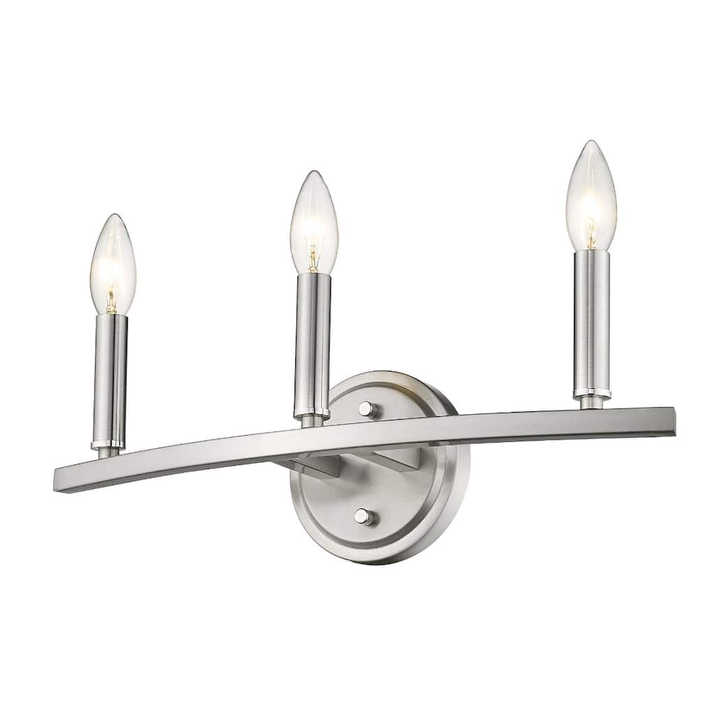Modern 3-Light Silver Wall Sconce with E12 Base and Round Backplate for Bedroom or Hallway - 6.63" H x 18" W x 4" D