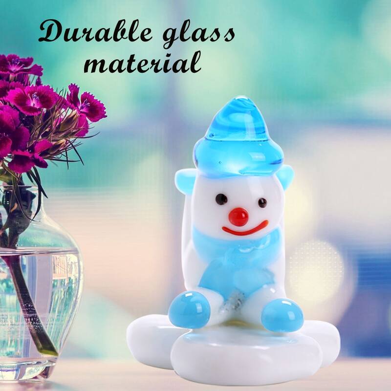 Matashi Murano Christmas Winter Decorative Glass Snowman Figurine, Home Decorative Showpiece Christmas Gift and Ornament (Blue)