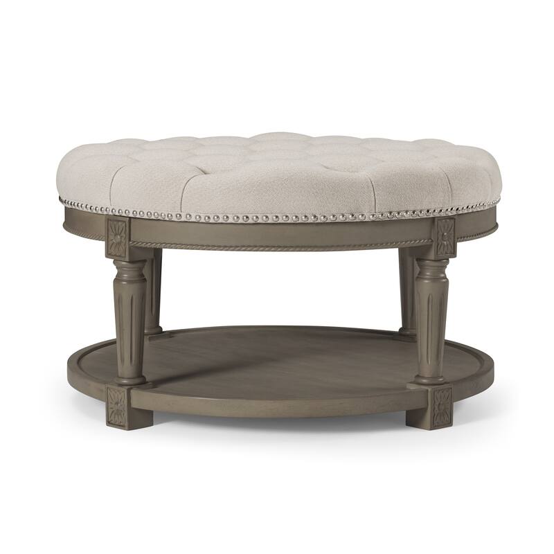 Maven Lane Mesa Round Upholstered Coffee Table - Aged Grey - 19' x 32' x 32'