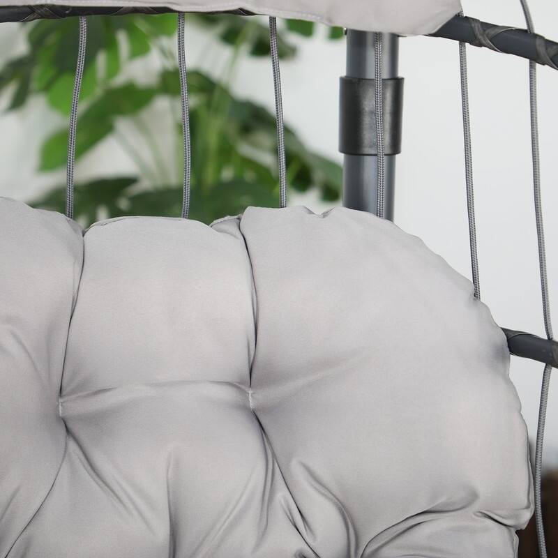 Rattan Egg Chair with Stand,350LBS Hanging Swing for Patio & Indoor