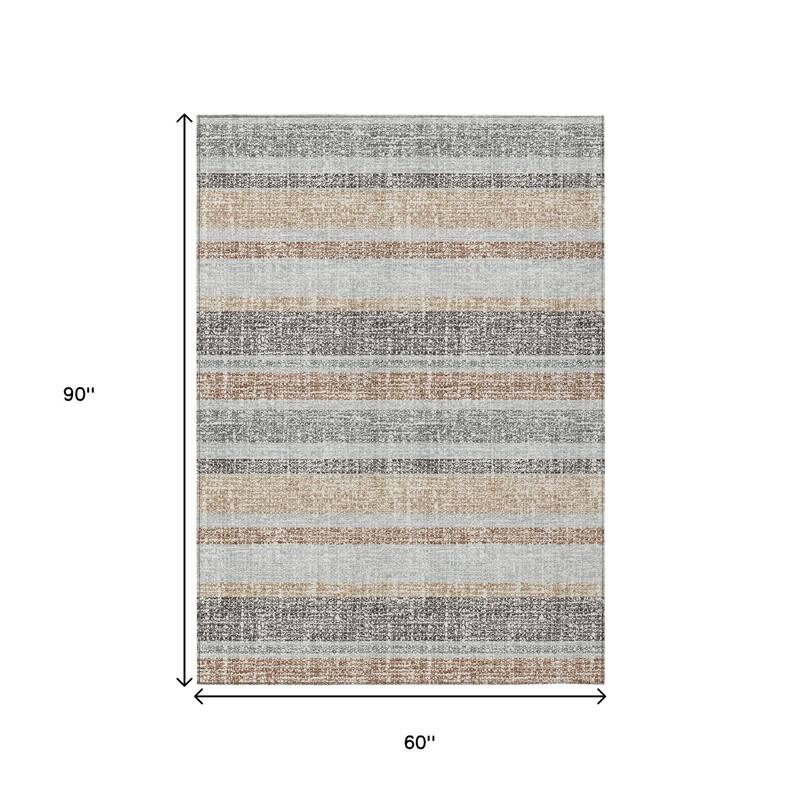 HomeRoots Striped Transitional Rectangle Outdoor Rug