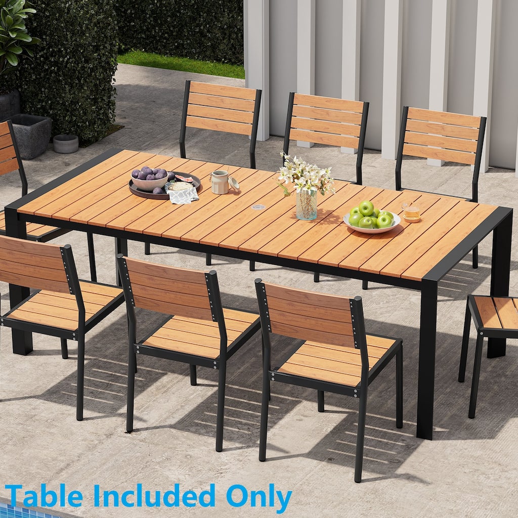 Outdoor Aluminum Patio Dining Table with Umbrella Hole