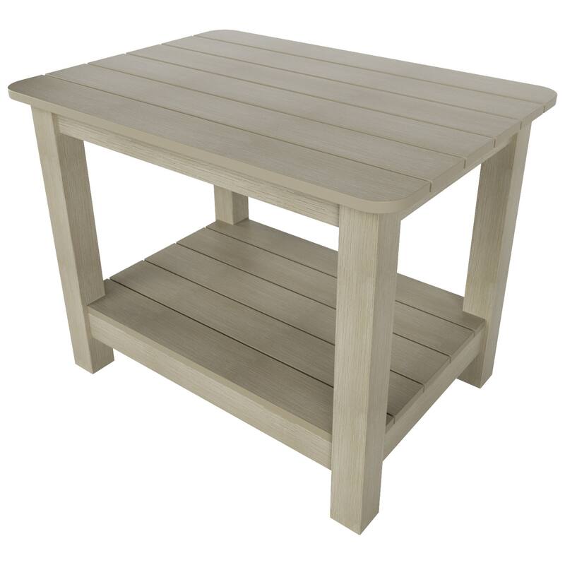 Vineyard HIPS Outdoor Eco-Friendly All Weather Seashell Rocking Adirondack Chairs with Side Table (3-Piece Set)