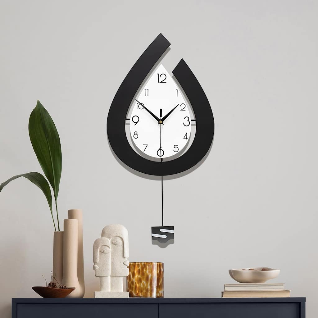 Large Wall Clock for Living Room Decor Big Decorative Pendulum Modern Wall Clock Silent Non Ticking Battery Operated 22.4 Inch