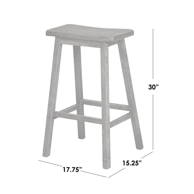 Simple Living Marney 30-inch Solid Rubberwood Saddle Bar Stools (Set of 2)