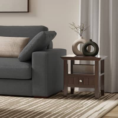 Wyndenhall Normandy 19 inch Wide Solid Wood Transitional End Table with Drawer - 19" D x 19" W x 20" H