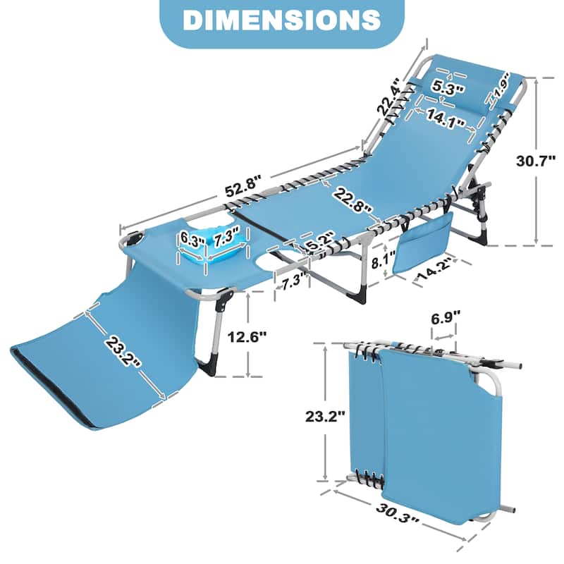 Outdoor Adjustable Lounge Chair Folding Tanning Chair with Pillow
