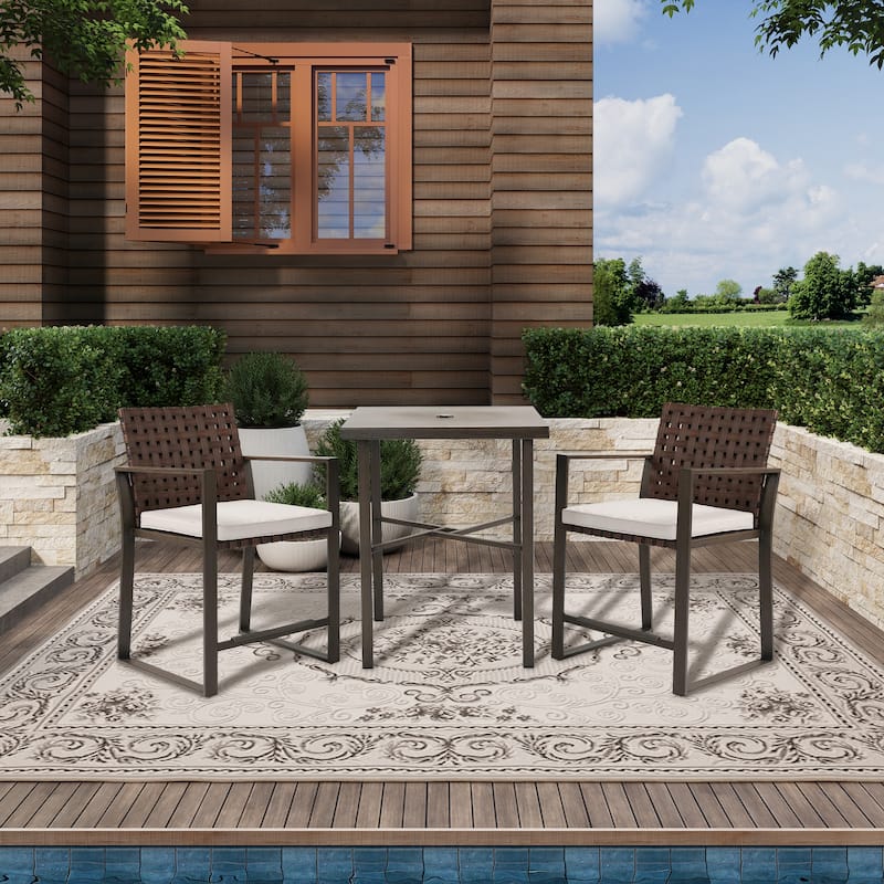 3 Piece Outdoor Bar Stools Bistro Set