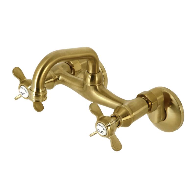 Kingston Two-Handle Wall Mount Bar Faucet - Brushed Brass