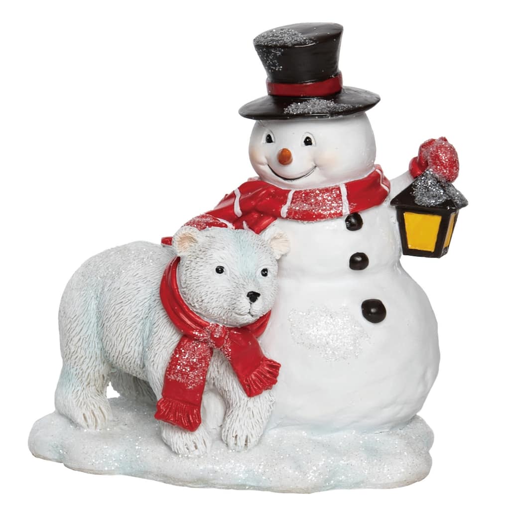 Transpac Resin 6 in. Multicolored Christmas Snowman and Critter Figurine