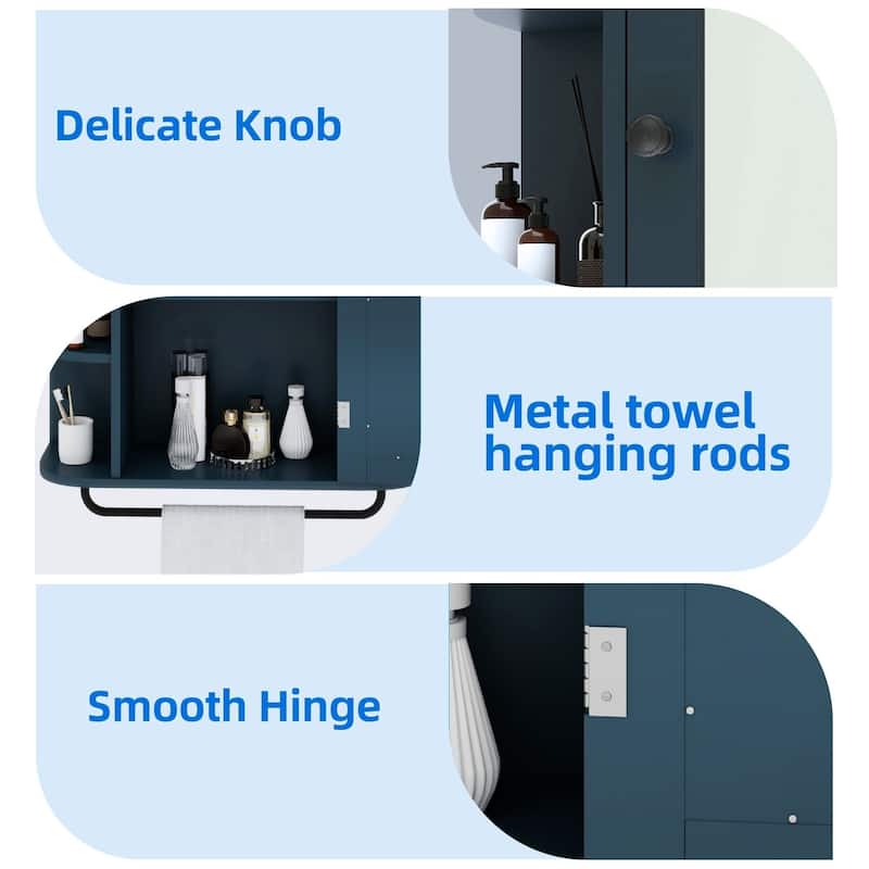 Wall Mounted Bathroom Medicine Cabinet with Mirror Door and Removable Shelf