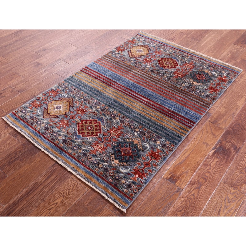 Golden Nile Khorjin Persian Gabbeh Hand Knotted Wool Rug - 3' 3" X 4' 11"