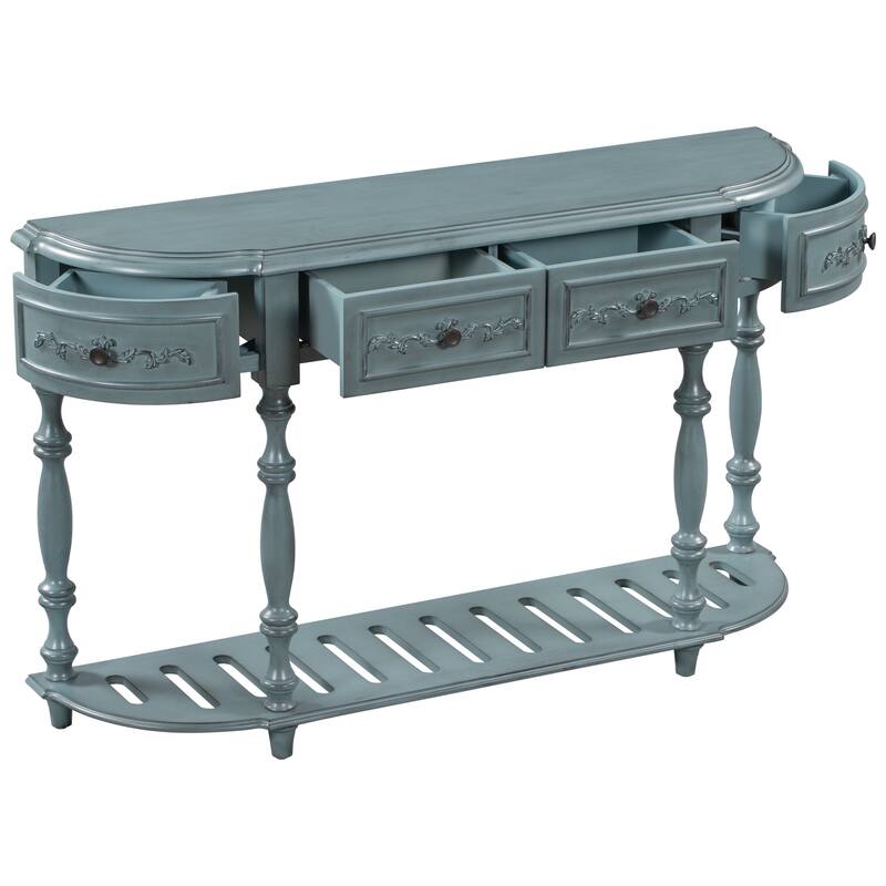 Williamspace Antique Console Sofa Table with 4 Drawer - Blue
