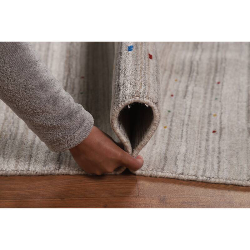 Striped Gabbeh Indian Area Rug Handmade Oriental Wool Carpet - 7'9" x 9'8"