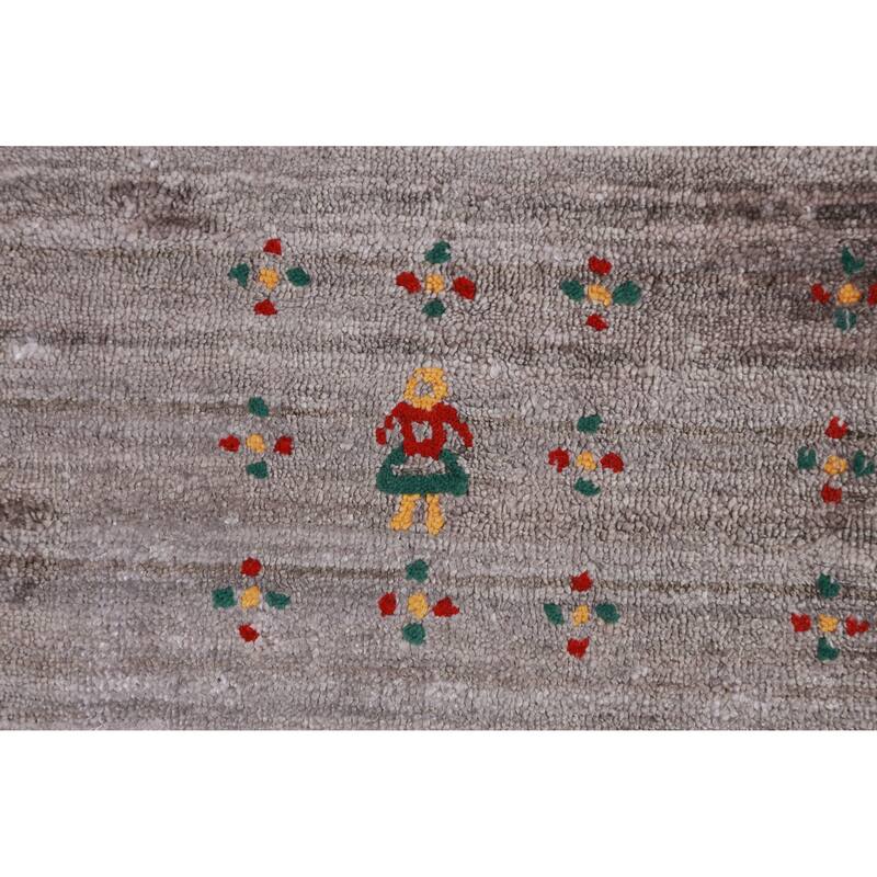 Hand Knotted Oriental 100% Wool Carpet Tribal Stripe Greys & Charcoal Gabbeh Area Rug - 9' 11'' X 7' 9''