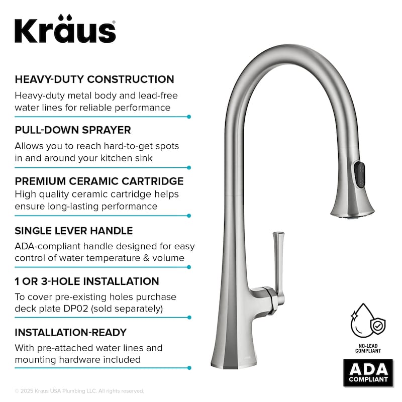 KRAUS Savan 2-Function Single Handle Pull Down Kitchen Faucet
