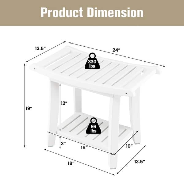 Gymax 2tier Shower Bench Waterproof Spa Bath Shower Stool Heavy Duty