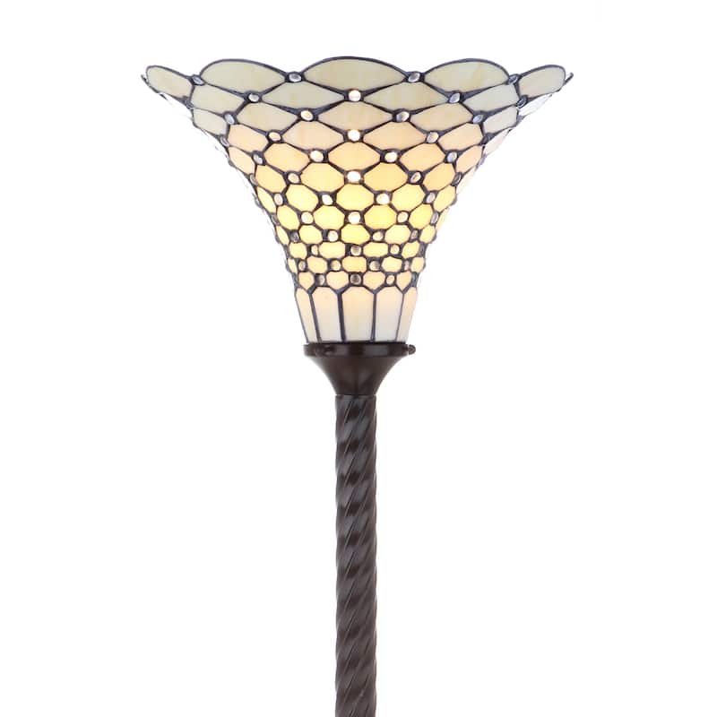 Lee Tiffany-Style 70" Torchiere LED Floor Lamp, Bronze by JONATHAN Y - 70" H x 15" W x 15" D - 70" H x 15" W x 15" D