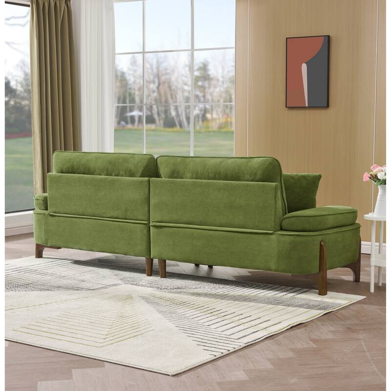 103-inch Green Foam Sofa with Pillows for Multiple Spaces
