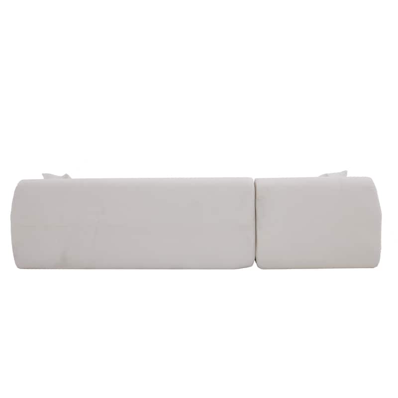 Chenille L-Shape Modular Sectional Sofa, 3 Seat Lounge Couch with 2 Pillows Corner Sofa Deep Seat Sofa for Living Room