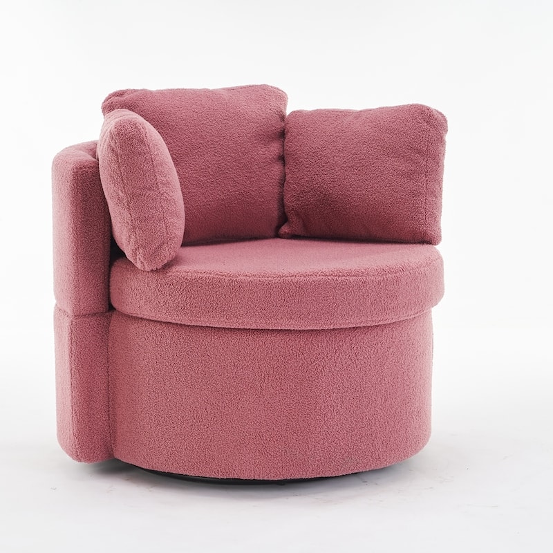 Swivel And Storage Chair With Back Cushion For Living Room