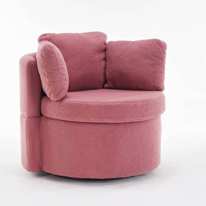 Teddy Fabric Swivel Storage Chair With Back Cushion