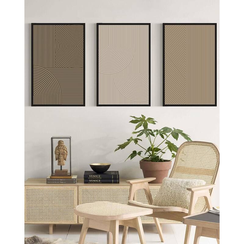 Wall Art Modern Boho Neutral Line Wall Decor Geometric Artwork