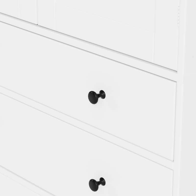 7inch Farmhouse Kitchen Pantry, Freestanding Tall Cupboard Storage Cabinet with 3 Adjustable Shelves, 8 Door Shelves, 3 Drawers