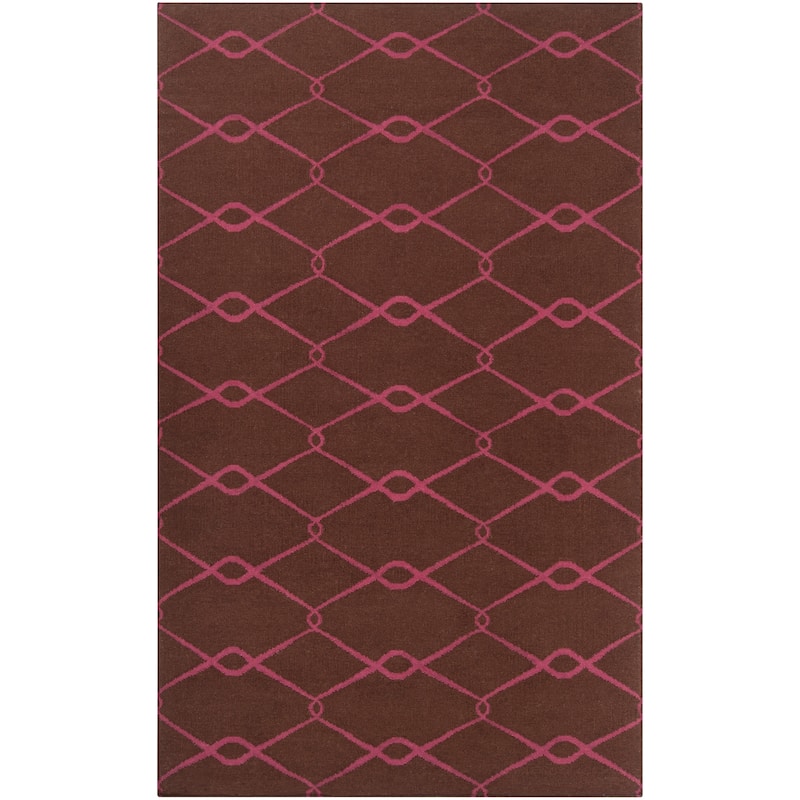 Hand-woven Pink Yehren Wool Area Rug - 8' x 11' - 8' x 11' - 8' x 11' - Brown
