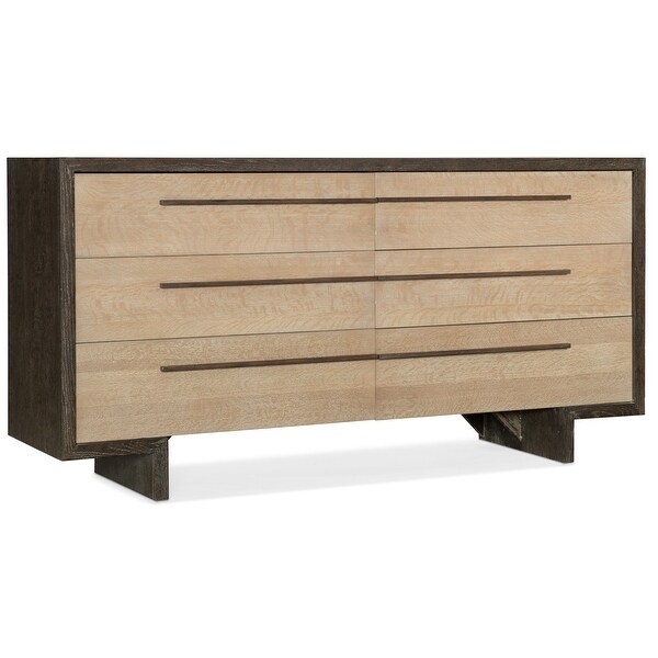 Hooker Furniture 6201-90002 Point Reyes 72" Wide 6 Drawer Oak Dresser from the Miramar Collection - Light / Dark Flaky Oak